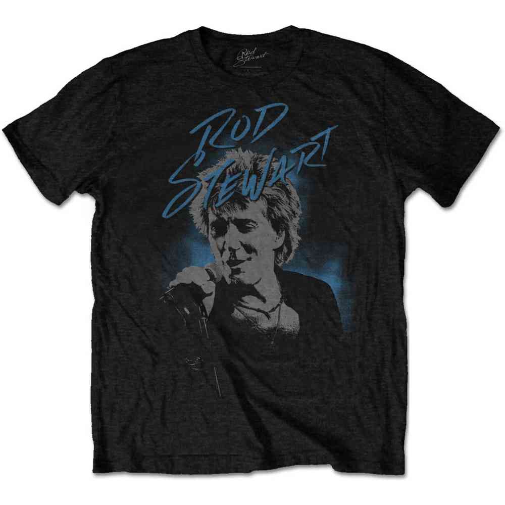 Rod Stewart - Scribble Photo Mens Tshirt - Black